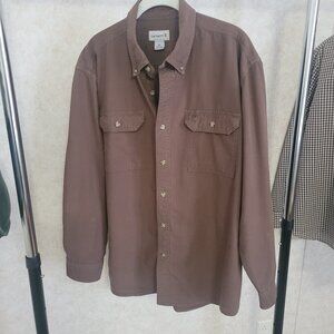 Brown Carhartt Shirt Mens Long Sleeve Size XL